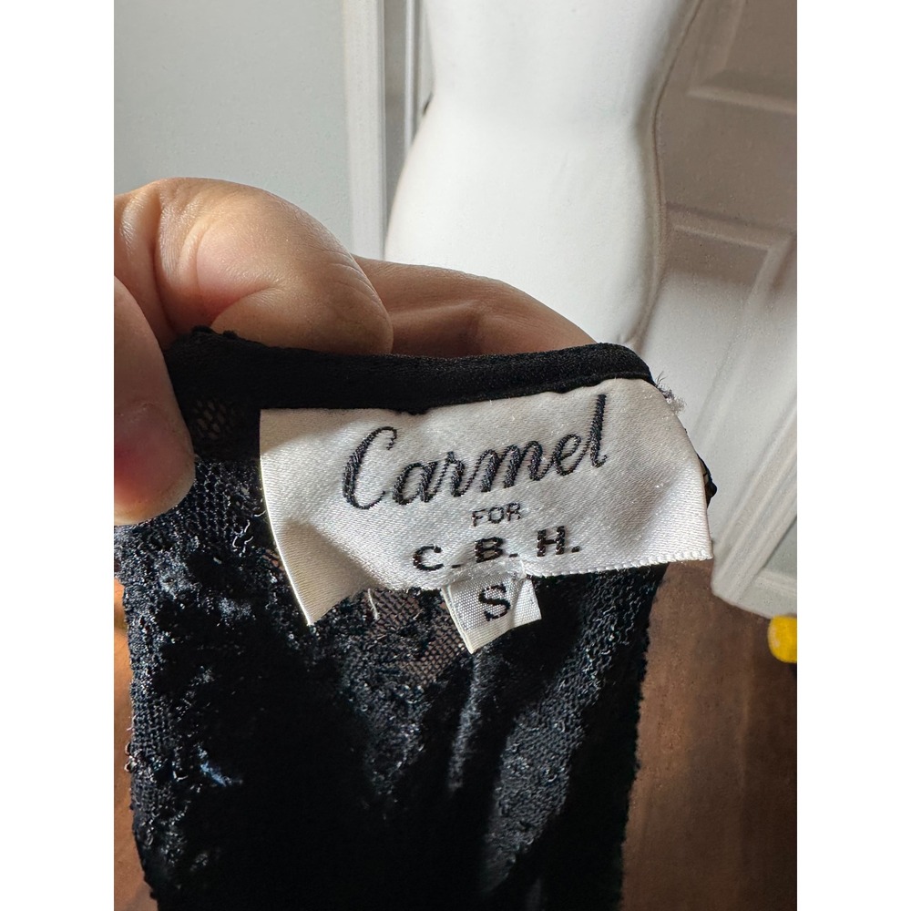 Carmel for CBH Duster Cardigan S Black Lace Longline Open Front Sheer Excellent - Picture 5 of 5